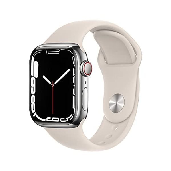 Apple Watch Series 7 (GPS + Cellulare, 41mm) - Cassa In Acciaio Inox Argento con Cinturino Sportivo Galassia - Regolare (Ricondizionato)