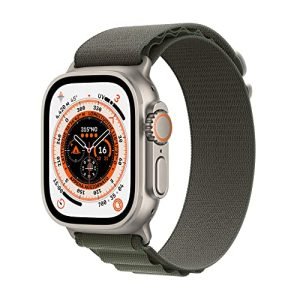 Apple Watch Ultra (GPS + Cellular, Cassa 49mm) Smartwatch con robusta cassa in titanio e Alpine Loop verde - Medium. Fitness tracker, GPS di precisione, tasto Azione, batteria a lunghissima durata