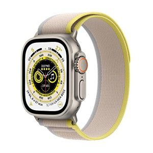 Apple Watch Ultra (GPS + Cellular, Cassa 49mm) Smartwatch con robusta cassa in titanio e Trail Loop giallo/beige - S/M. Fitness tracker, GPS di precisione, tasto Azione, batteria a lunghissima durata