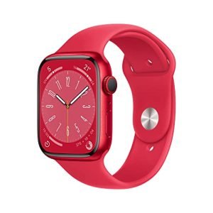 Apple Watch Series 8 (GPS + Cellular, 45mm) Smartwatch con cassa in alluminio (PRODUCT) RED con Cinturino Sport (PRODUCT) RED - Regular. Fitness tracker, app Livelli O₂, resistente all’acqua